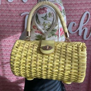 Pinup Couture Light Yellow Wicker Baguette Purse ✨